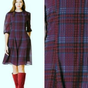 Custom Check Print Georgette Shift Dress